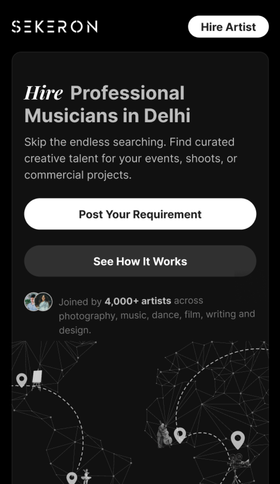 Sekeron landing page on mobile web