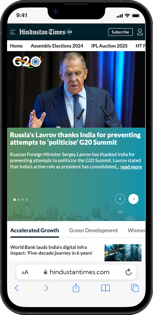 G20 microsite on mobile — topics