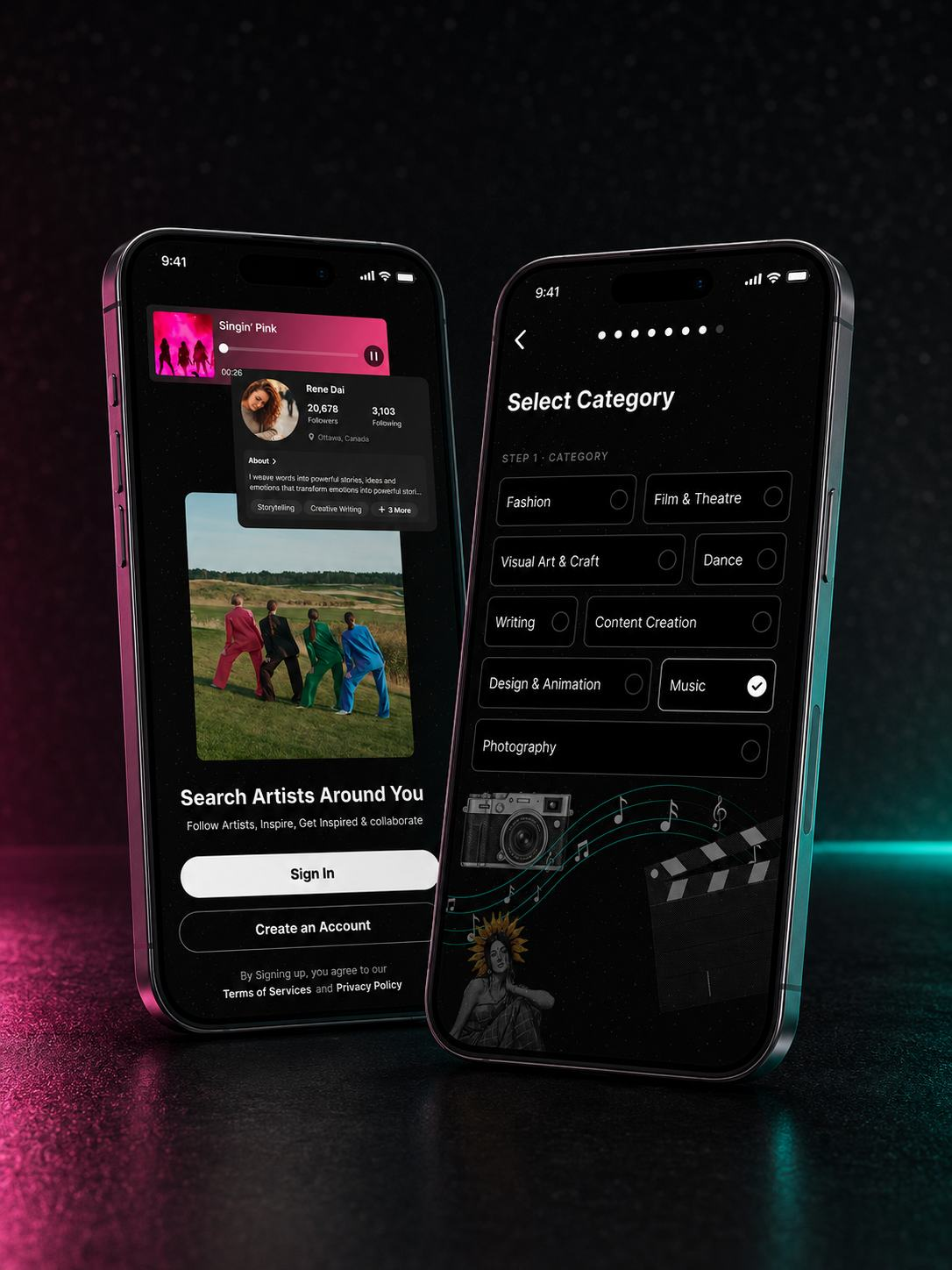 Sekeron artist onboarding screens