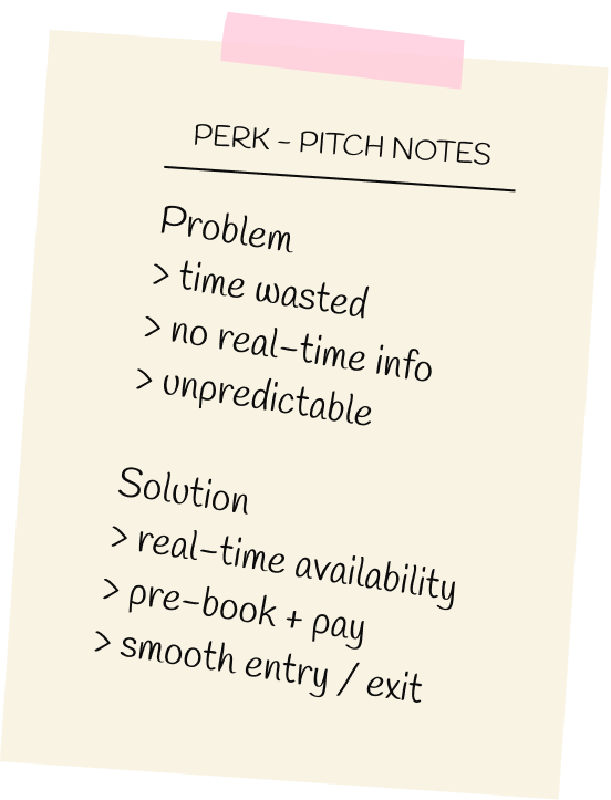Perk pitch notes: problem and solution
