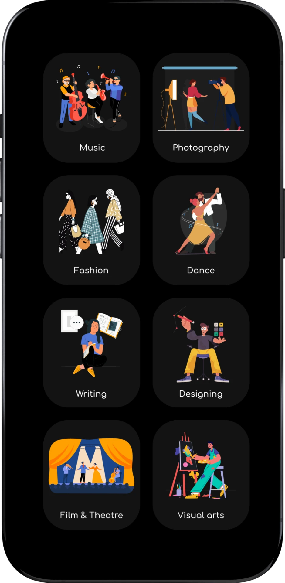 Previous creative category grid