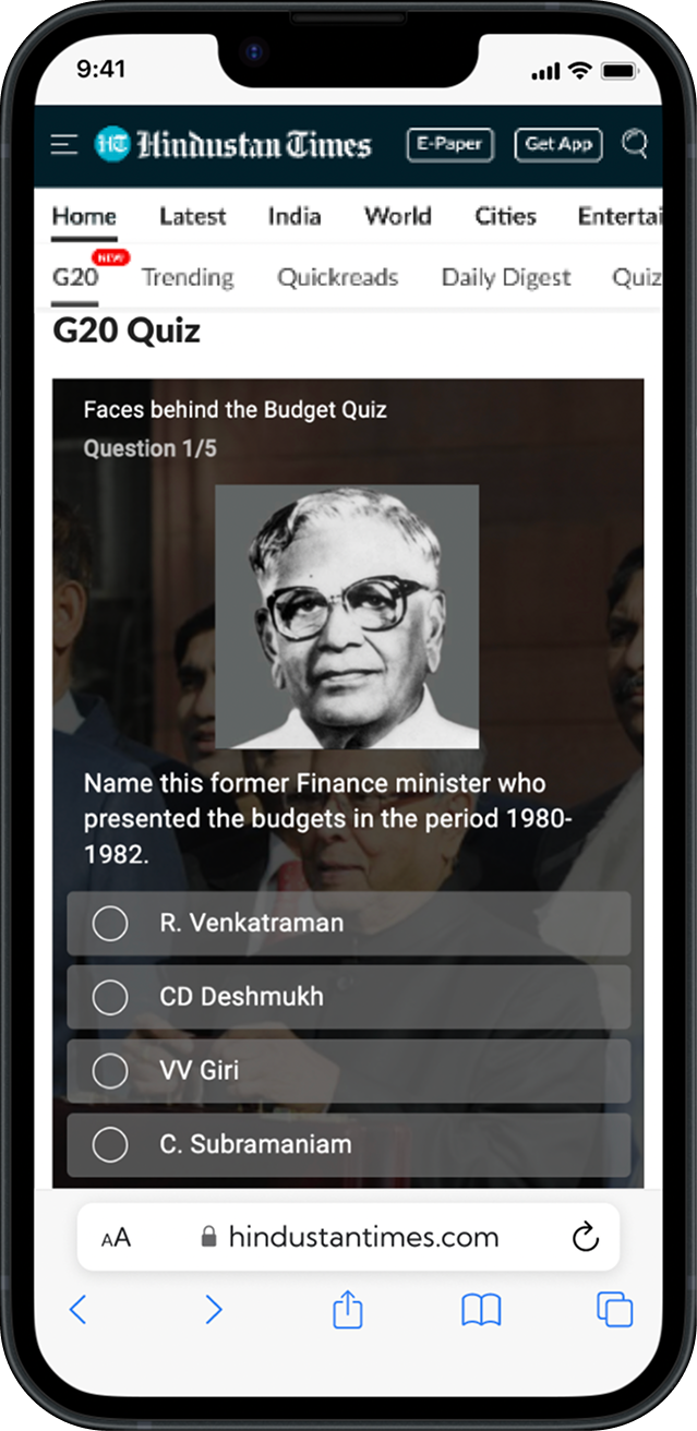 G20 microsite on mobile — timeline